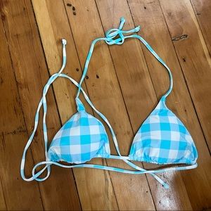 Princess Polly blue plaid bikini top